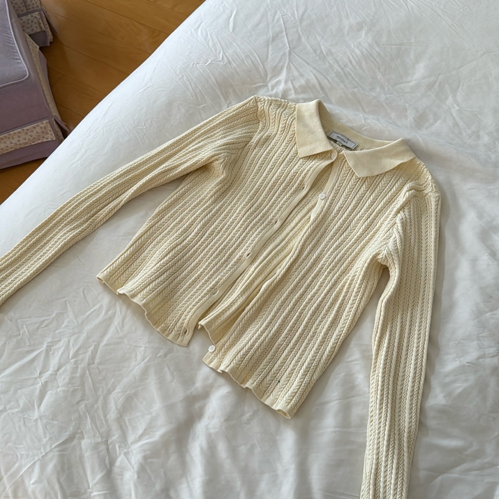 WORN 1 TIME - cream, knit cardigan